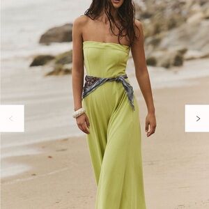 Free People Lime Green Strapless Jumpsuit